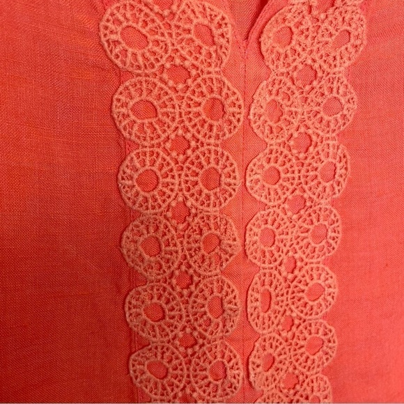 Lands End 100% Linen Coral Popover Tunic 4 - Picture 6 of 10